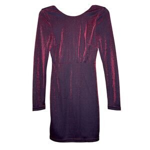 Superdown Shimmer Spaghetti Crisscross Back Strappy Dress Zipper Back Size Small